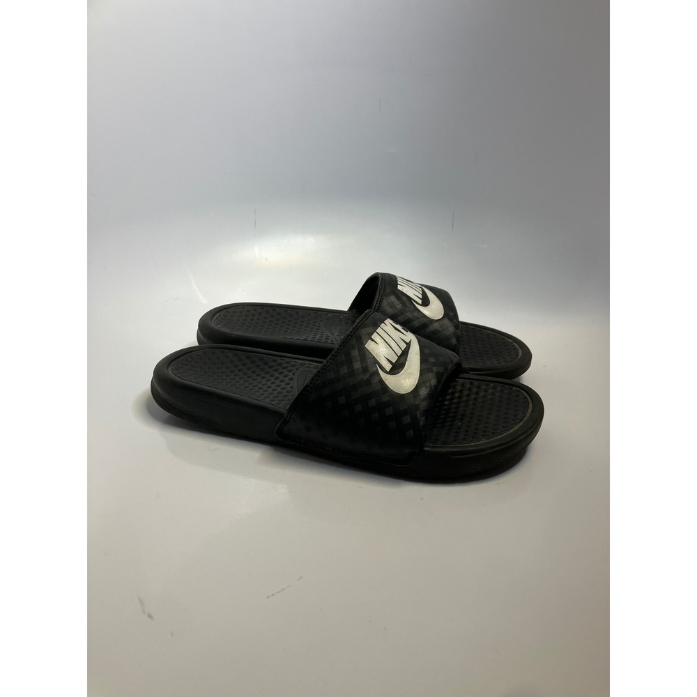 Nike Benassi JDI Slides Womens‎ 9 Black Excellent Tonal Checkerboard 343881-011